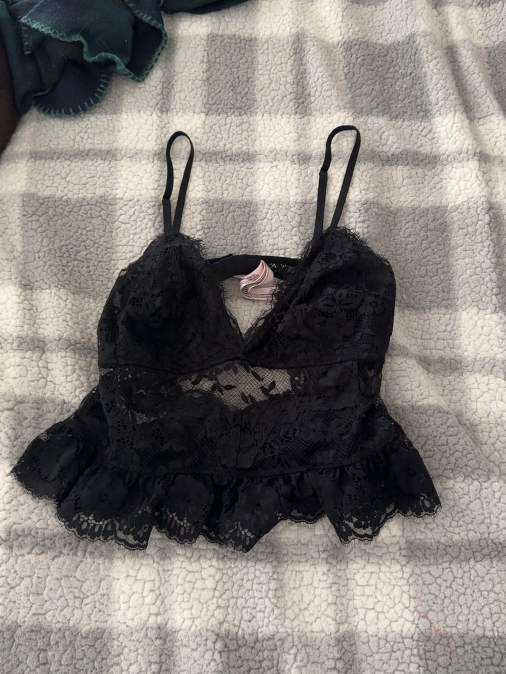 Victoria's Secret Black Lace Peplum Tank Top